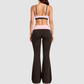 Women's Activewear Padded Faux Two-Piece Sports Bra & Flared Pants Yoga Set