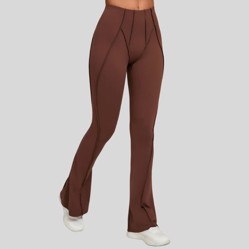 High-waisted and slightly flared casual athletic pants