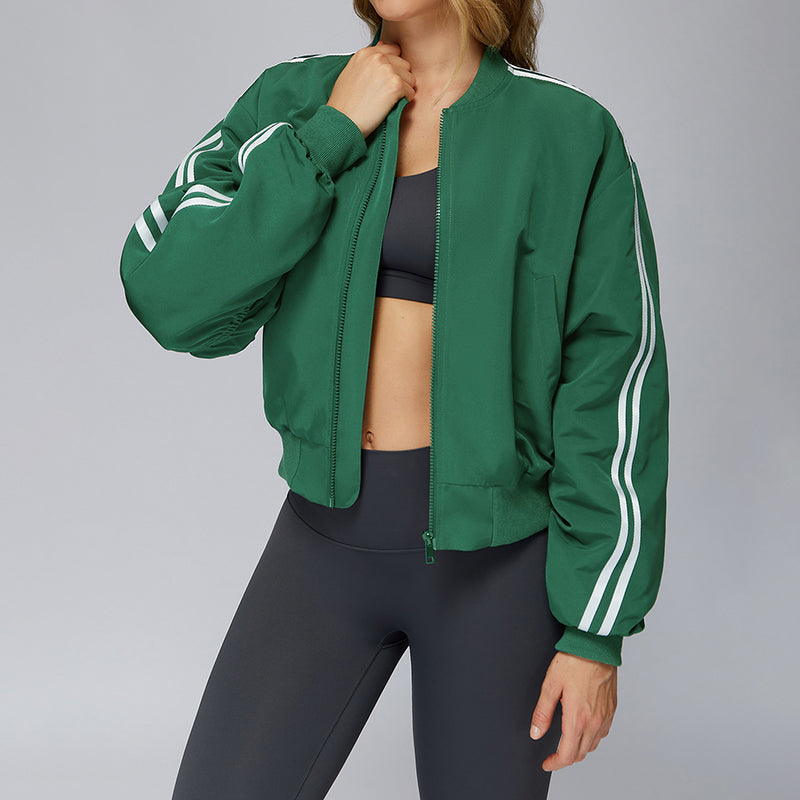 Loose cotton jacket with zipper