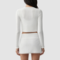 Wholesale Women's Lace Trim Bra & Mini Skirt & Cardigan 3-Piece Yoga Set