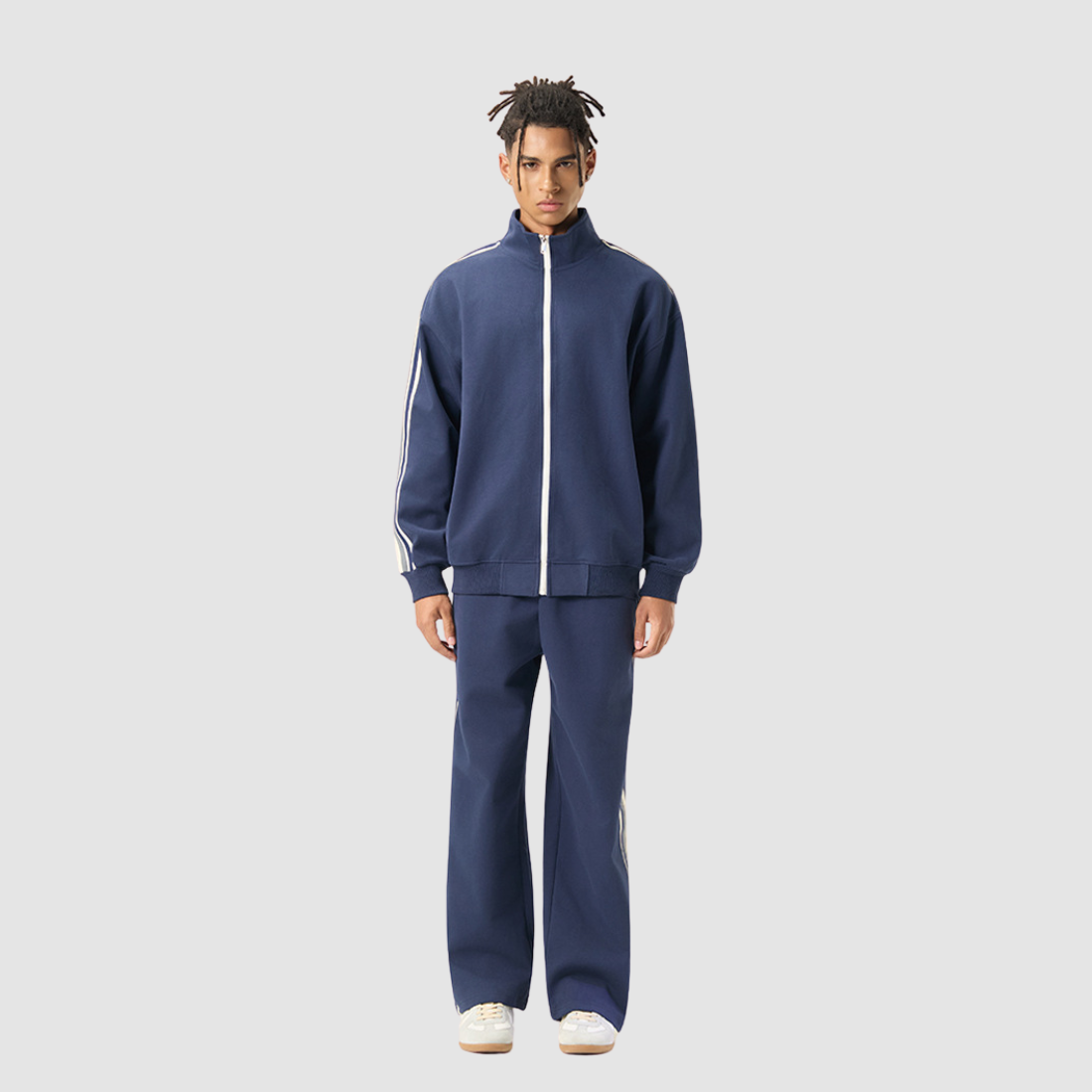Wholesale Men’s Striped Zip Jacket + Track Pants Set