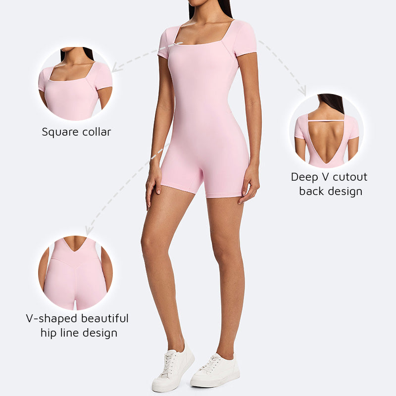 Tight-fitting backless workout jumpsuit