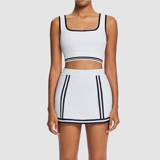 Wholesale contrast color tennis skirt set and safety shorts