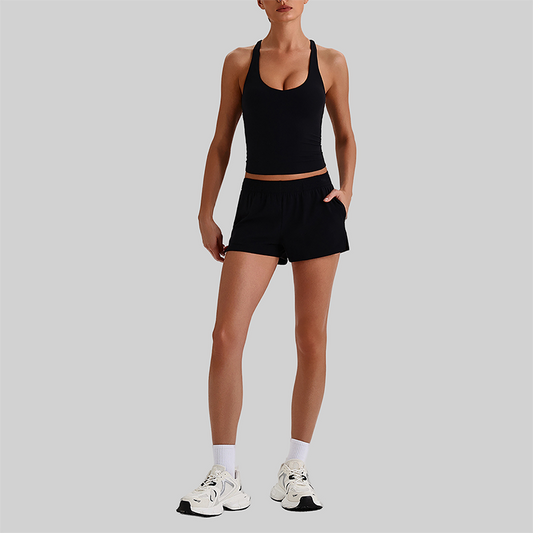 Wholesale Naked-Feel Racerback Sports Bra & High-Waist Biker Shorts Set – Sculpting Yoga 2-Piece