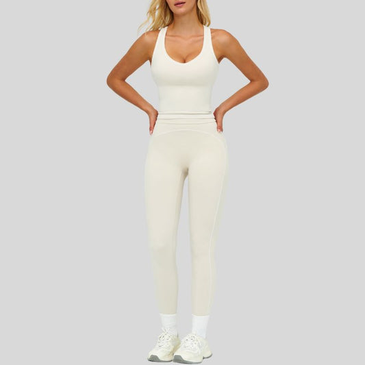 Wholesale Contrasting racerback tank top+High waisted | Wonderxfans bulk activewear