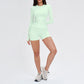 Wholesale solid color long-sleeved top + shorts