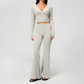 Wholesale Women's Cream-Feel Fleece Long Sleeve Top & High waisted flared Pants Set