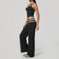 Wholesale Women's Polka Dot & Stripe Yoga Set Tank Top & Wide-Leg Pants w/ Chest Pad