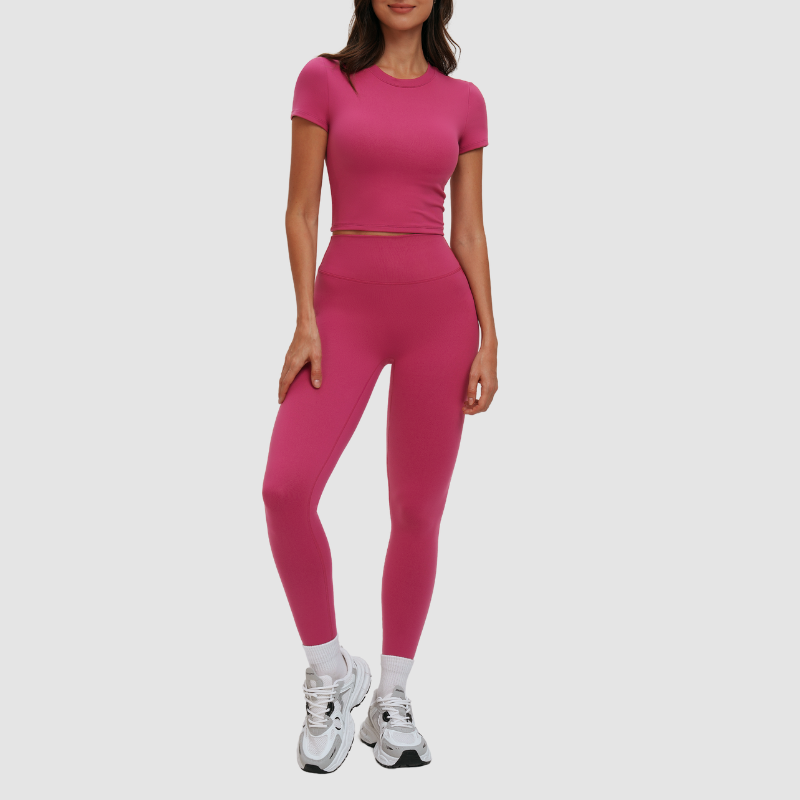 Wholesale solid color short-sleeved T-shirt + leggings