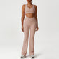 Cross-Back Sports Bra + Flared Leg Pants 2-Piece Set