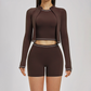 Color blocked Sports jacket+Sport vest+Tight shorts Running fitness 3-piece set
