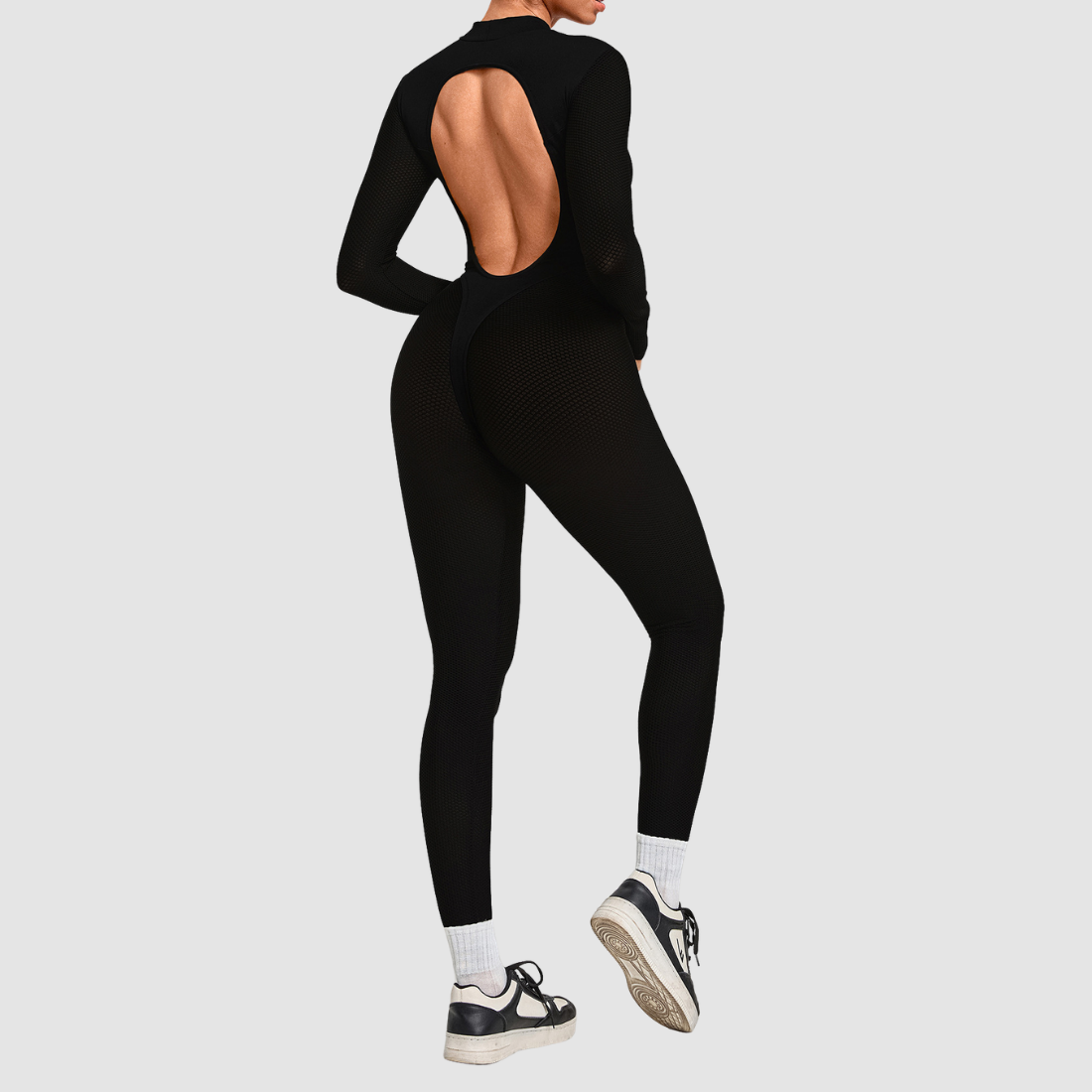 Wholesale Women's Mesh Panel Long Sleeve  Yoga Bodysuit