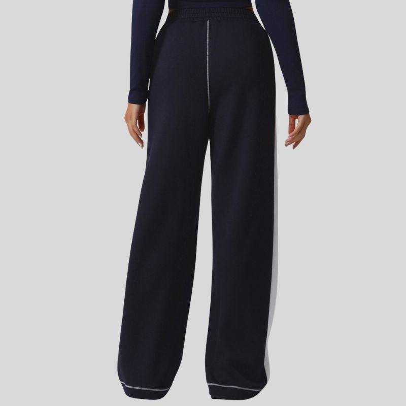 Color-blocked wide-leg casual sweatpants