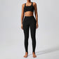 Removable padded sports bra + footed sports leggings 2-piece set