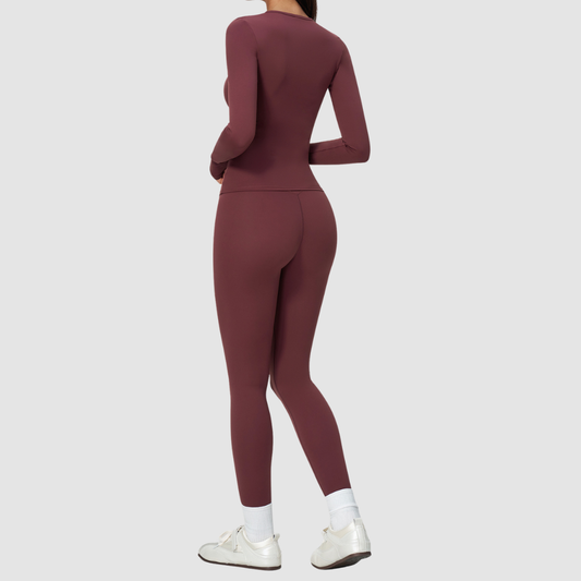 Wholesale Women's Nylon Spandex Activewear Set – Long Sleeve Tops & Leggings