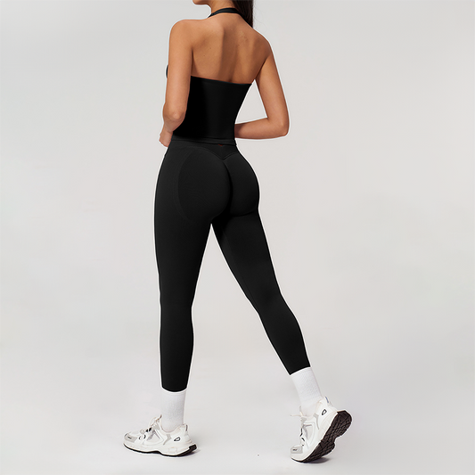 Wholesale Seamless Racerback Tank Top & High-Waist Leggings Set – Quick-Dry Yoga 2-Piece