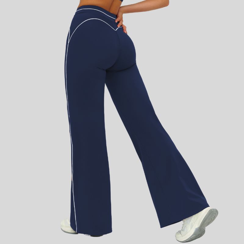 High-waisted contrasting loose wide-leg pants