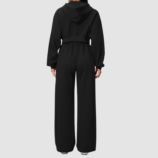 Wholesale Women's Warm Fleece-Lined Zip Up Hoodie & Sweatpants Set