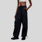 Double-waist straight-leg work pants