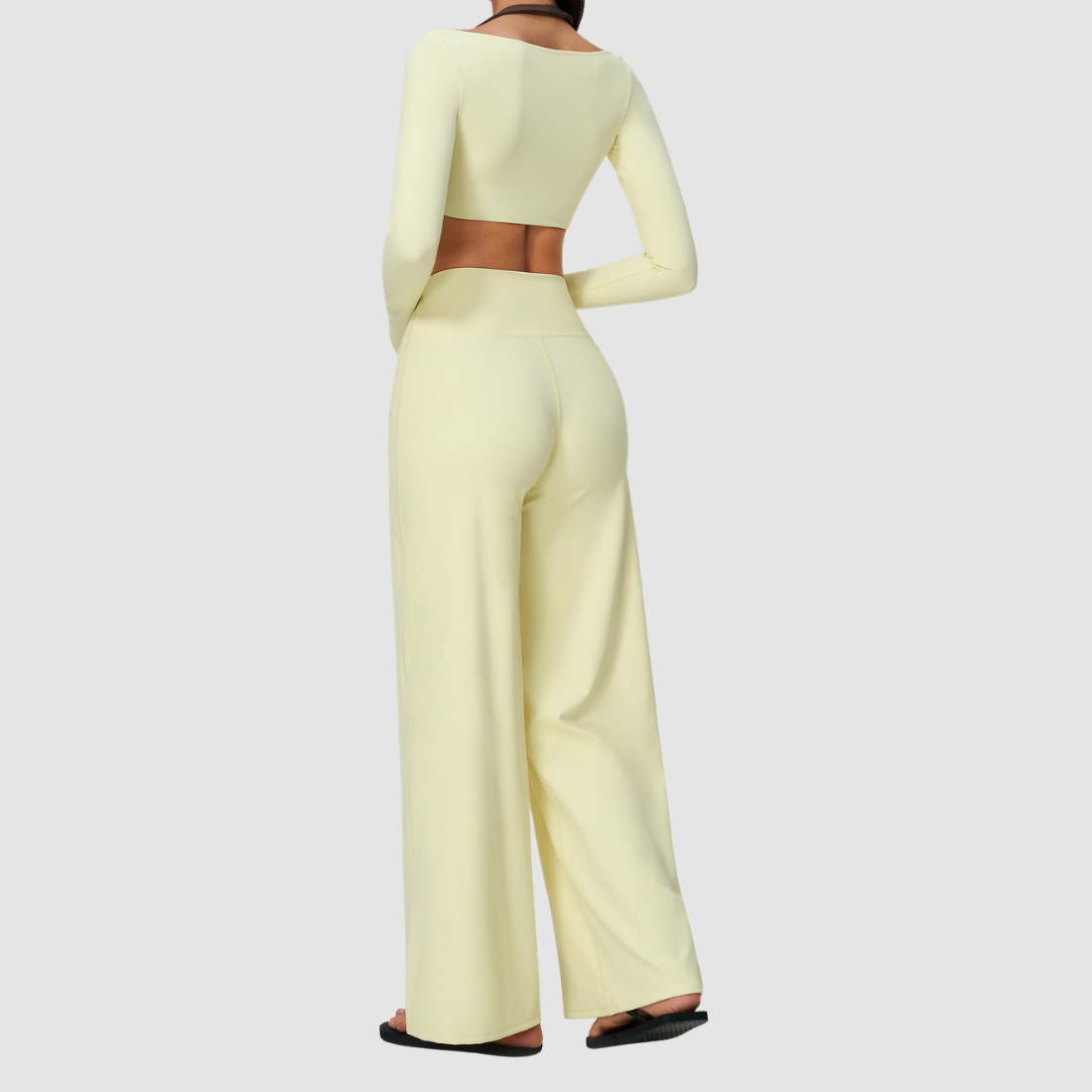 Wholesale Women's Long-Sleeve Top+Wide-Leg Fitness Pants Yoga Set