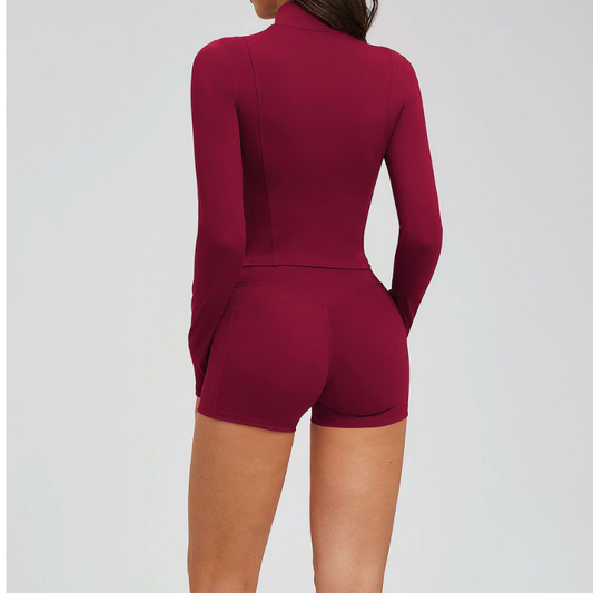 Wholesale stand-collar zippered jacket + high-waisted | Wonderxfans bulk activewear