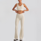 Wholesale Women's Open-Back Long Sleeve Crop Top & High Waist Leggings Set with Chest Pad