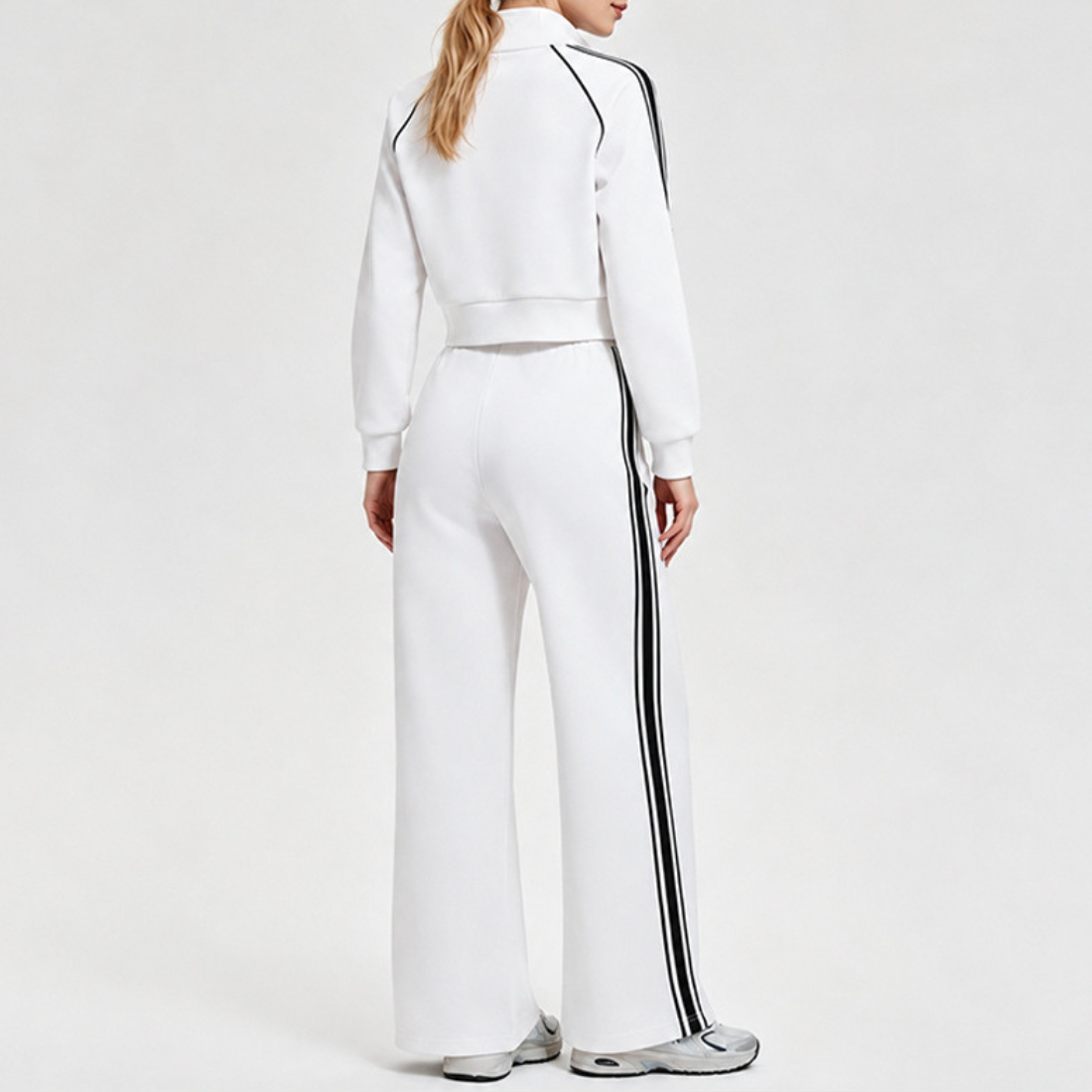 Wholesale Women’s Stripe Jacket & Straight-Leg Pants Separates – Cotton Blend Activewear