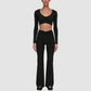 Wholesale Women's Cationic Long Sleeve Top & Wide-Leg Pants Set – Draped Yoga Set