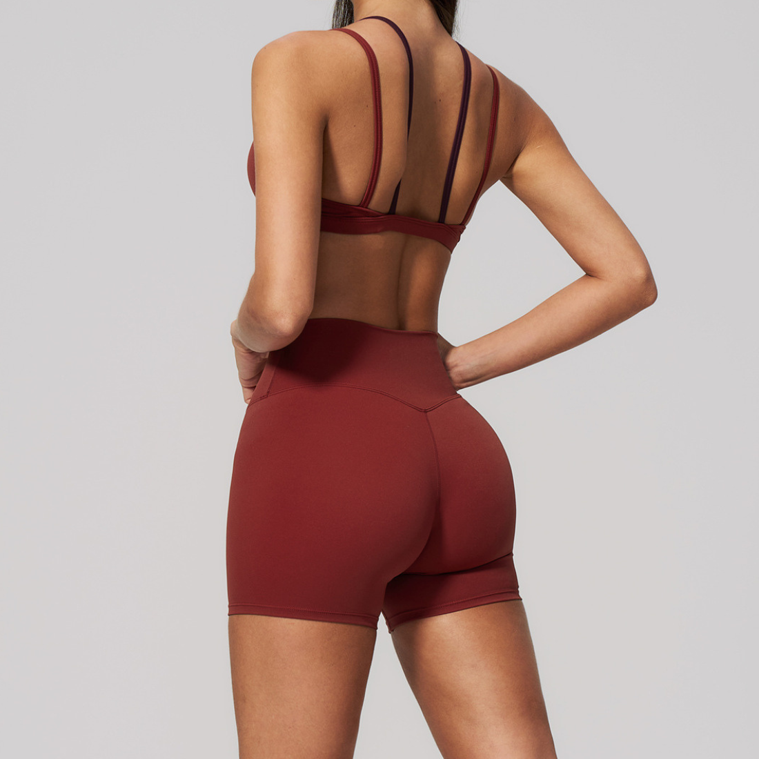 Wholesale Wholesale Triangle Cup Yoga Set – Naked-Feel Seamless Bra+ Fitness Shorts