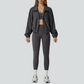 Racerback Sports Bra + high waist leggings +outdoor jacket 3-piece set