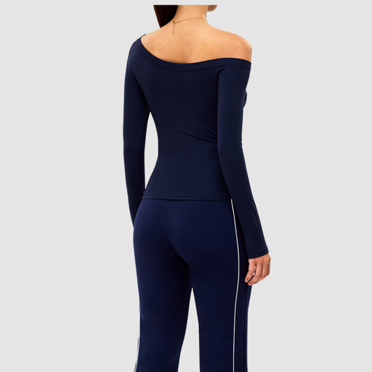 Wholesale Off-Shoulder Long-Sleeve Yoga Top | Wonderxfans bulk activewear