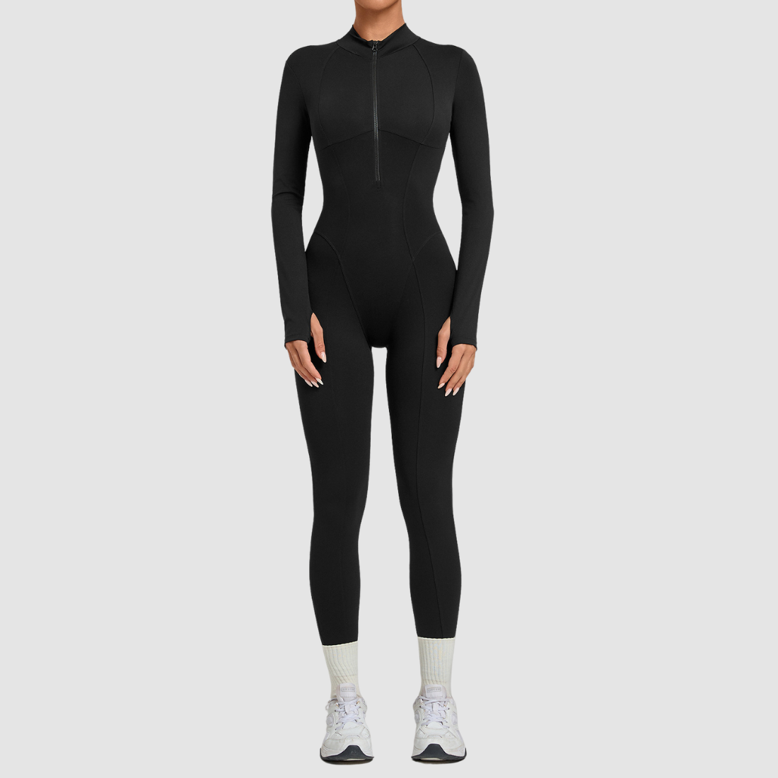 Wholesale Women's Zip-Front Long-Sleeve Yoga Jumpsuit