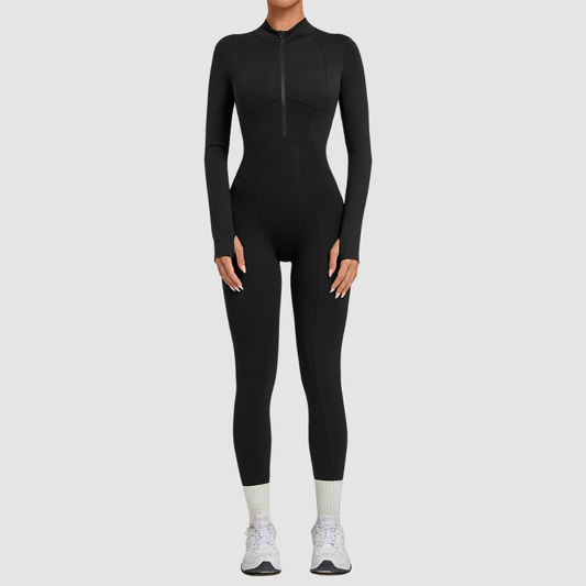 Wholesale Women's Zip-Front Long-Sleeve Yoga Jumpsuit