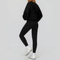 V-neck large hooded jacket+Sports tank top+High-waisted leggings 3-piece set
