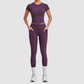 Wholesale Women's Naked-Feel Short Sleeve Top + High-Waist Leggings Set – Peach Lift Yoga Fitness Activewear