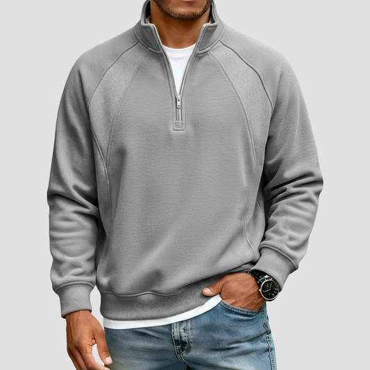 Wholesale Unisex Half-Zip Stand Collar Long Sleeve Sweatshirt