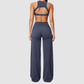 Wholesale Women's Sports Bra and Wide-Leg Pants Set – Brushed Fabric Yoga Set