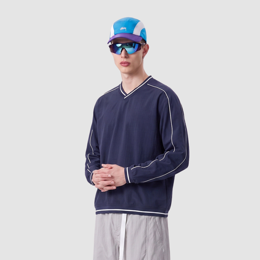 Wholesale Contrast V-Neck Drop-Shoulder Sweatshirt