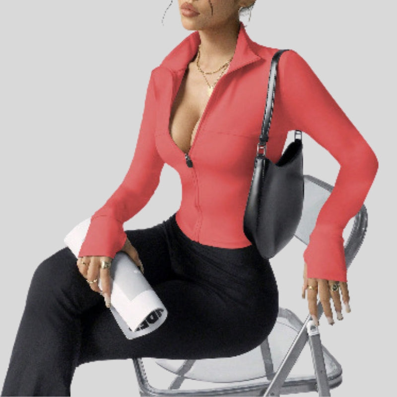 Slim Fit Stand Collar Zip Jacket