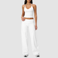Wholesale Breathable Tank Top& Fold-up High Waist Flare Leggings Set