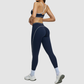 Women's Contrasting Color Backless Bra+Highlighted Legging 2-piece Set