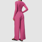 Wholesale Women's Brushed V-Neck Long Sleeve Top & Wide-Leg Pants Yoga Set