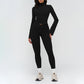 Stand-up collar yoga jacket + side pocket design leggings 2-piece set