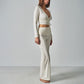 Women's Morday Side Drawstring Yoga Top + High-Waisted Wide-Leg Pants 2-Piece Set