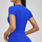 Wholesale short sleeved round neck slim fit waist T-shirt
