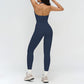 Halter neck backless tank top + high-waisted leggings 2-piece set