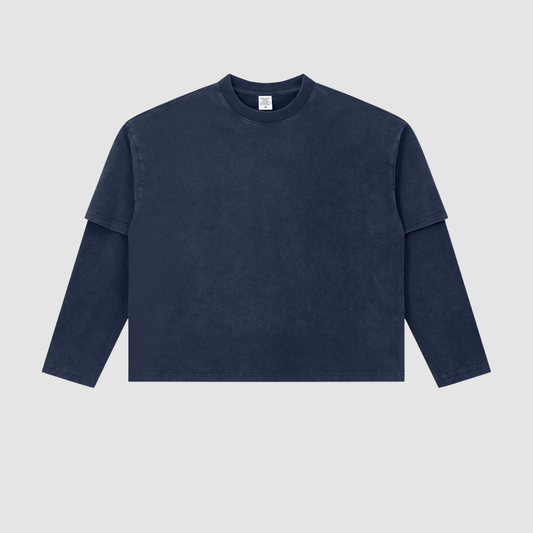 Wholesale Men’s Washed Double-Sleeve Long-Sleeve T-Shirt
