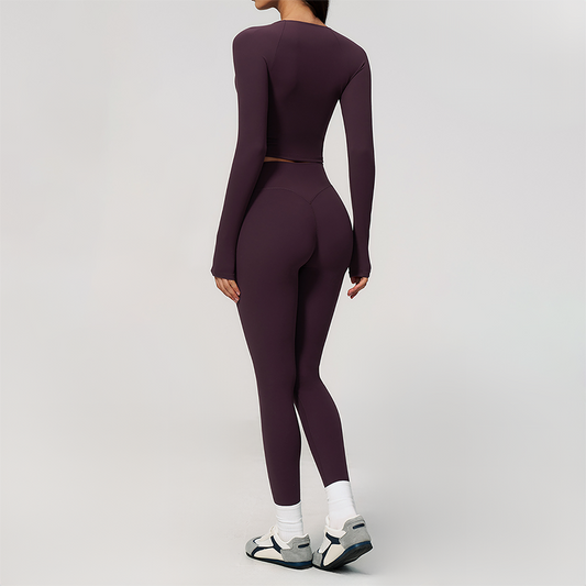 Wholesale Women's Cream-Feel Fleece Long Sleeve Top & High-Waist Leggings Set