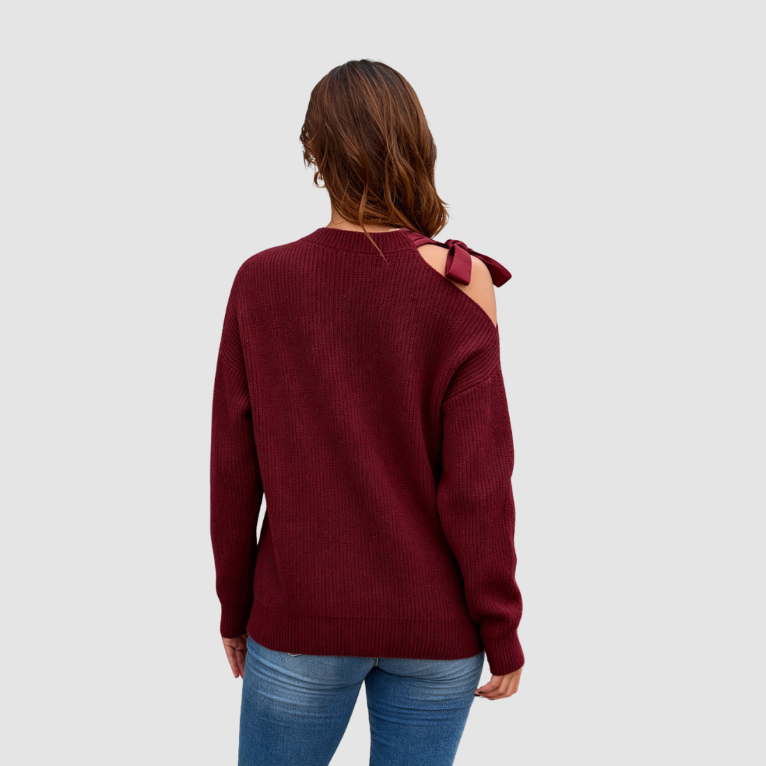 Wholesale Women’s Off-Shoulder Bow-Tie Knit Sweater