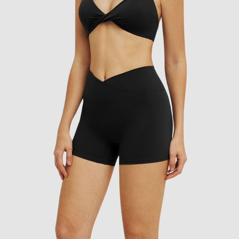 Wholesale high-waisted cross-waistband shorts